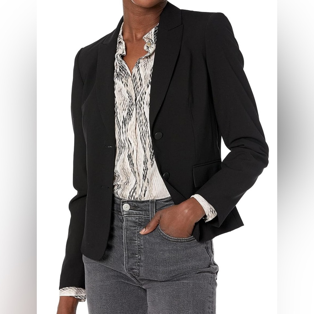 New Calvin Klein Women's Two Button Lux Blazer Black Size 10